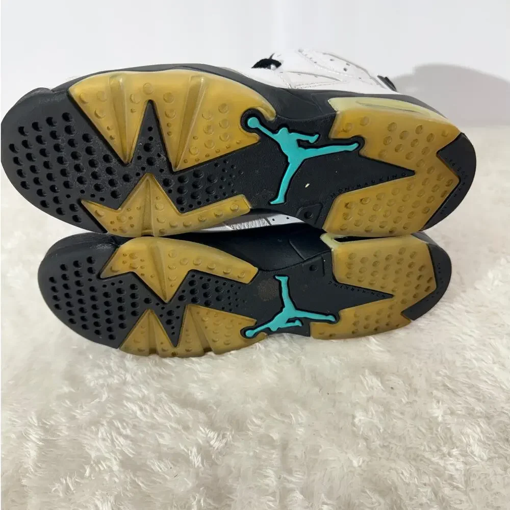 Nike Air Jordan 6 Retro White Black Teal Youth 7Y UK6 Sneakers Excellent